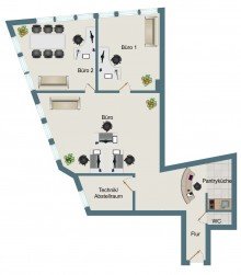 Grundriss City-Office am Adenauerplatz - 122 m� B�rofl�che - Aufzug vorhanden****