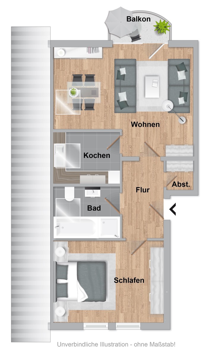 Grundriss aufbereitet Dachgeschosswohnung Bielefeld