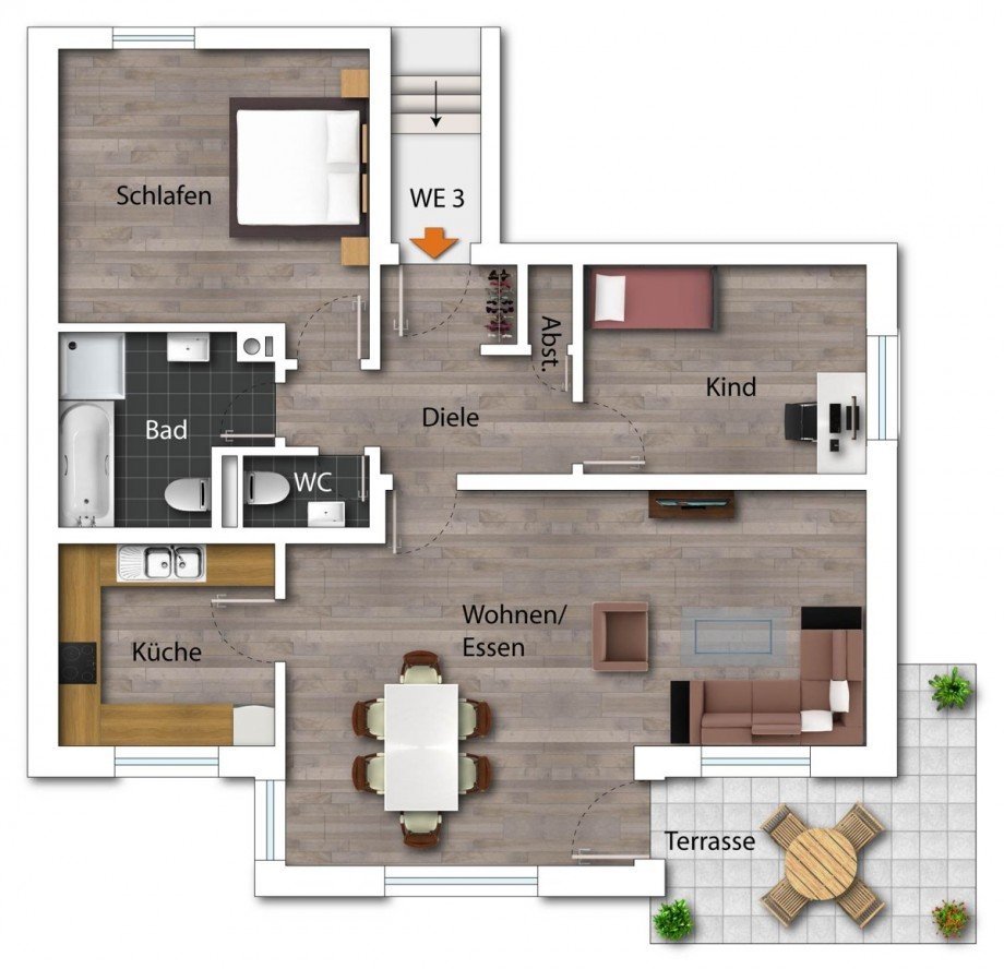 Grundriss Erdgeschosswohnung Bielefeld