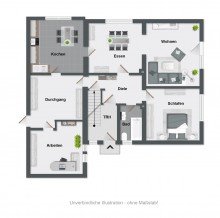 Grundriss Landidylle mit Stadtn�he - gro�z�gige Erdgeschosswohnung in Herford-Schwarzenmoor