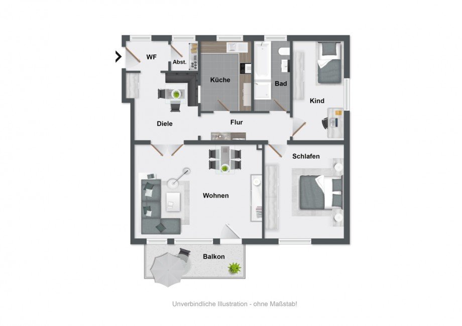 Grundriss nach Aufbereitung Etagenwohnung Bielefeld