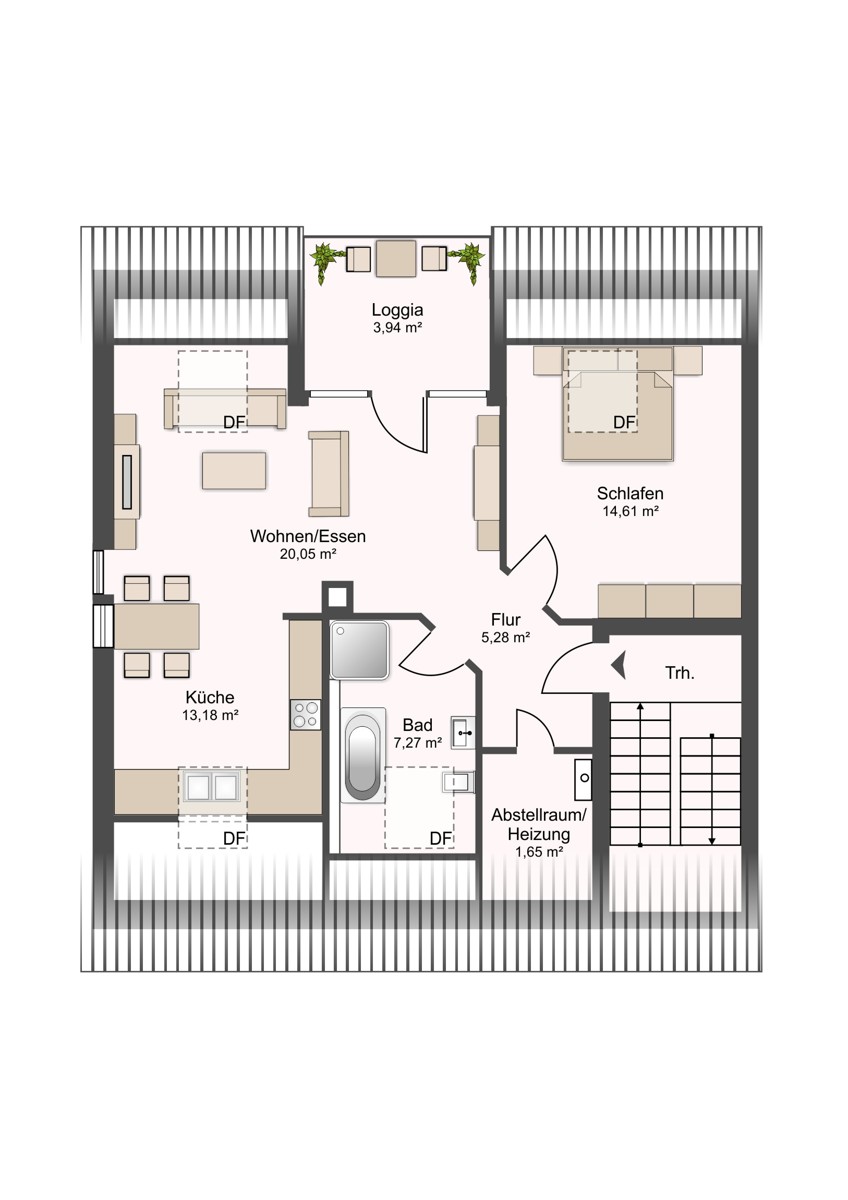 Grundriss Dachgeschosswohnung Bielefeld