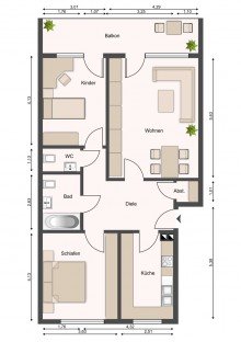 Grundriss Sch�ne 3-Zimmerwohnung mit Sonnenbalkon in Bi-Schildesche