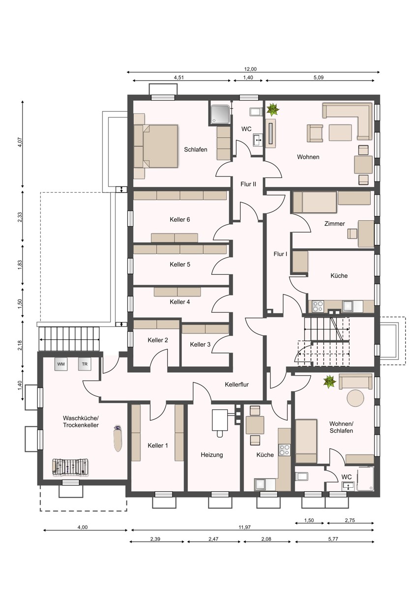 Keller-/Souterraingeschoss Haus Bielefeld