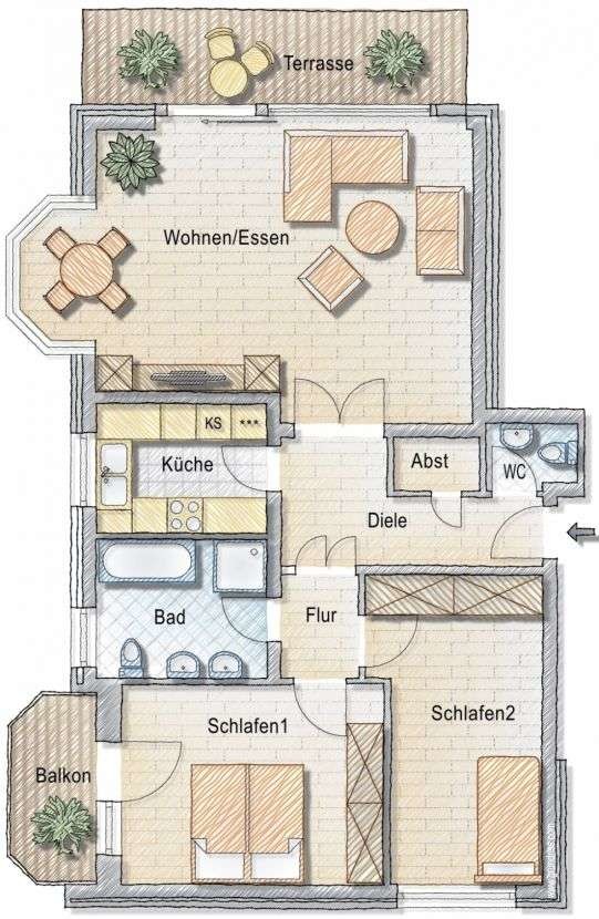 Grundriss Erdgeschosswohnung Bielefeld