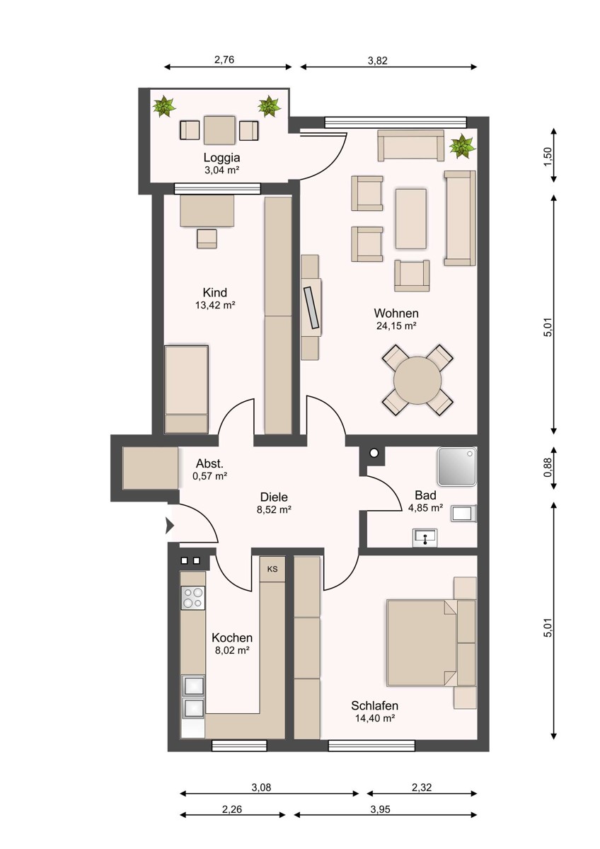 Grundriss Etagenwohnung Bielefeld