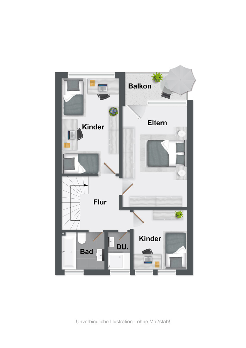 Grundriss OG Reihenhaus Bielefeld / Babenhausen