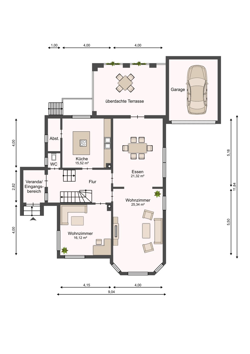 Grundriss EG Einfamilienhaus Bielefeld / Brackwede