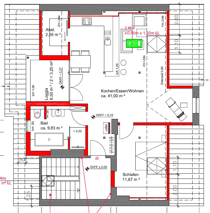Grundriss Dachgeschosswohnung Bielefeld