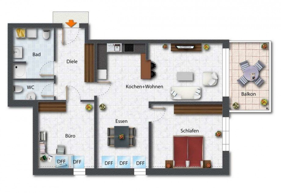 Grundriss Dachgeschosswohnung Bielefeld