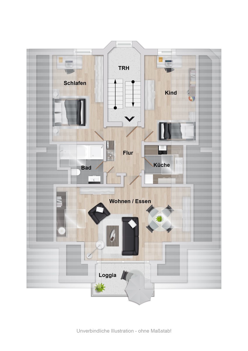 Grundriss Dachgeschosswohnung Bielefeld