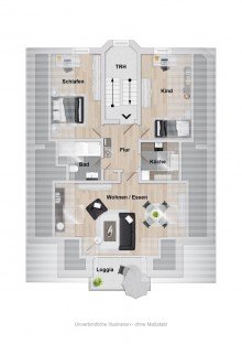 Grundriss 3-Zimmer-Dachgeschosswohnung in Bielefeld-Hoberge