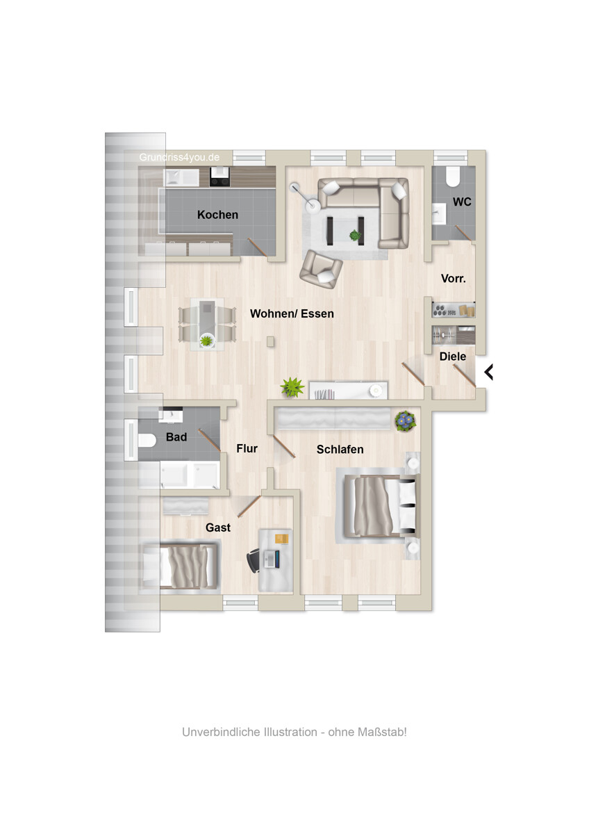 Grundriss Dachgeschosswohnung Bielefeld / J�llenbeck