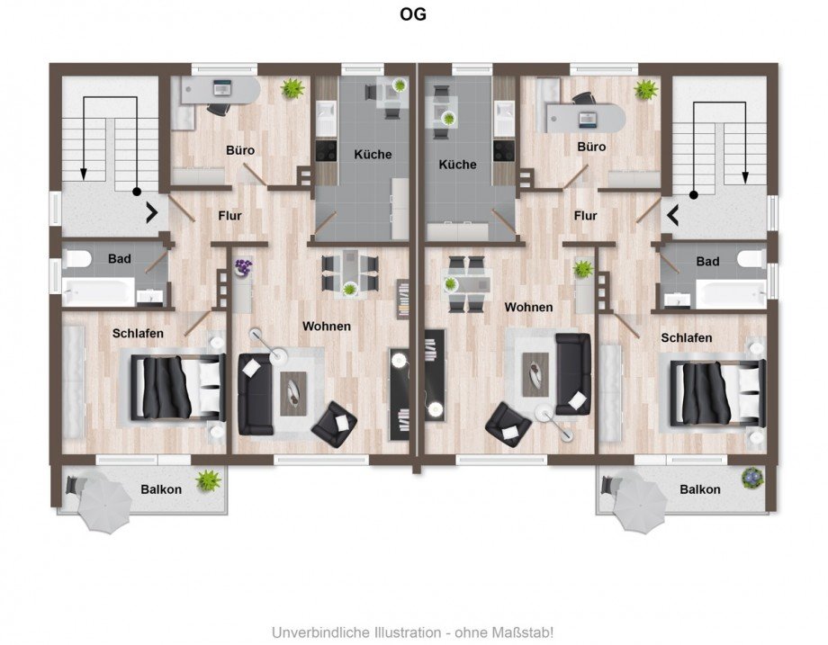 Grundriss OG Mehrfamilienhaus Bielefeld / Heepen