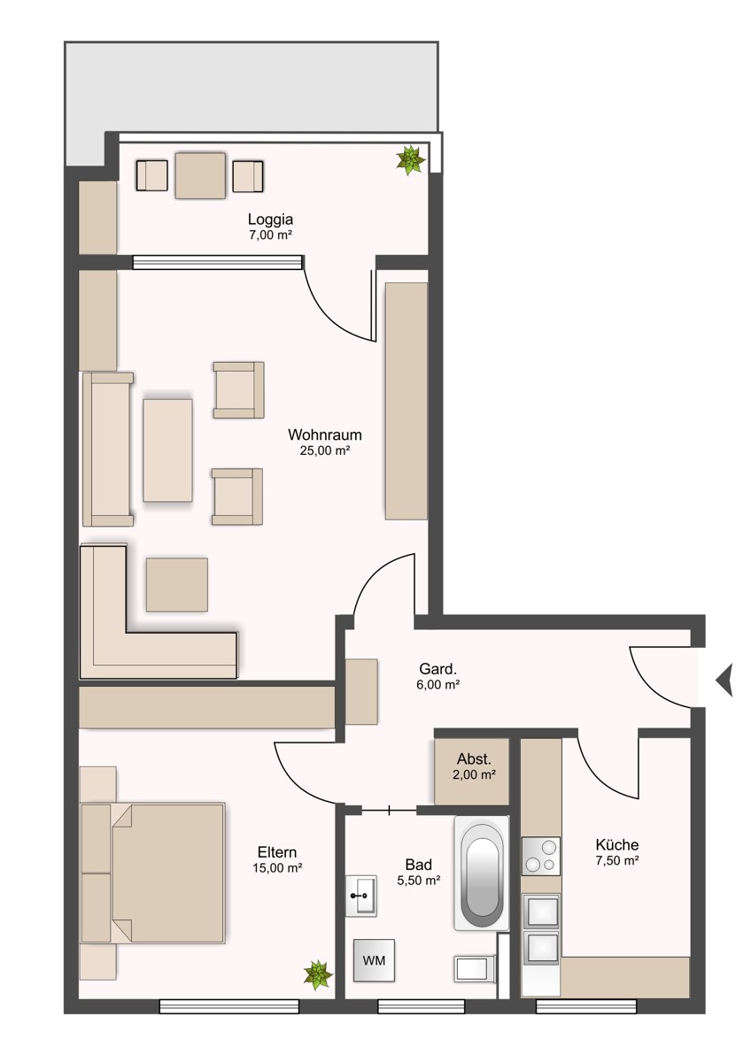 Grundriss Dachgeschosswohnung Bielefeld