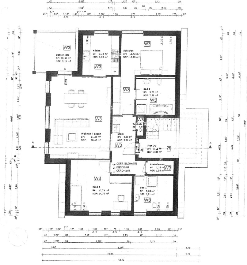 Grundriss Dachgeschosswohnung Bielefeld