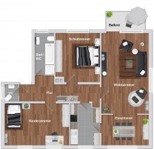 Grundriss Heller Wohntraum mit Balkon, Einbauk�che und Garage in Bielefeld - Brackwede