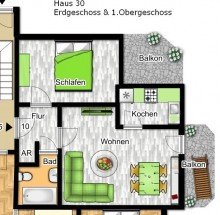 Grundriss WE 5 2-Zimmerwohnung mit zwei Balkonen in Bielefeld-Gro�dornberg