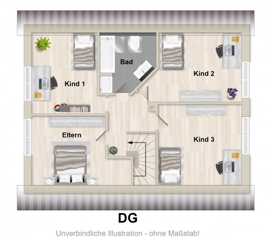 Grundriss Dachgeschoss Einfamilienhaus G�tersloh / Friedrichsdorf
