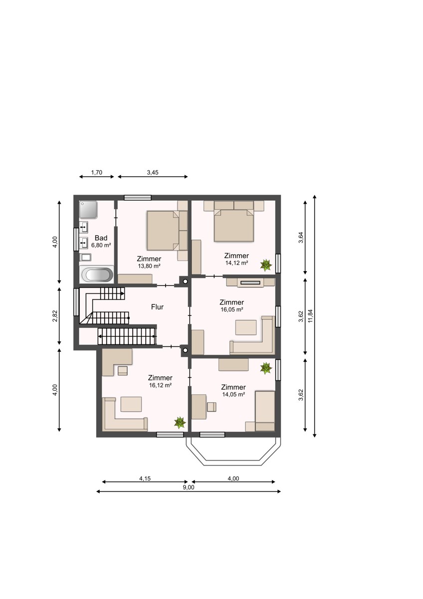 Grundriss OG Einfamilienhaus Bielefeld / Brackwede
