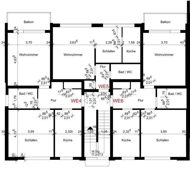 13-Grundriss Obergeschoss Mehrfamilienhaus Bielefeld