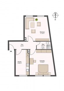 Grundriss Wohnen in der Bielefelder Altstadt! 2-Zimmerwohnung