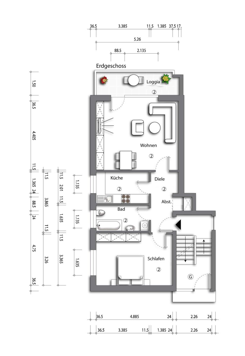 Grundriss Erdgeschosswohnung Bielefeld