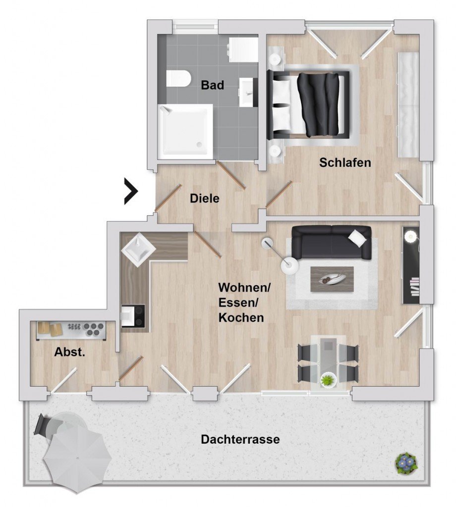 Grundriss aufbereitet Dachgeschosswohnung Bielefeld