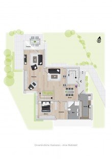 Grundriss EG - WE1 Ein Traum am Botanischen Garten: Architektenhaus in exklusiver Lage von Bielefeld