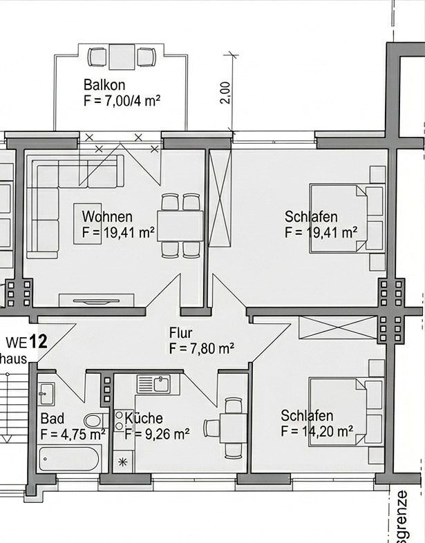 Grundriss Etagenwohnung Bielefeld