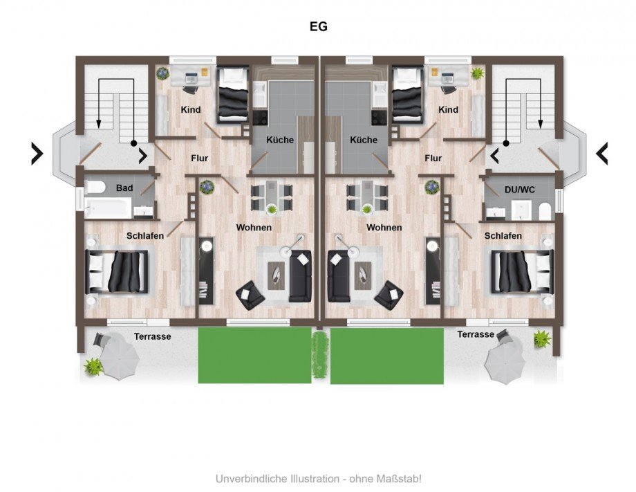 Grundriss EG Mehrfamilienhaus Bielefeld / Heepen