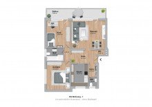 Grundriss 3 Zimmerwohnung mit Balkon und Gartenblick im Bielefelder Westen