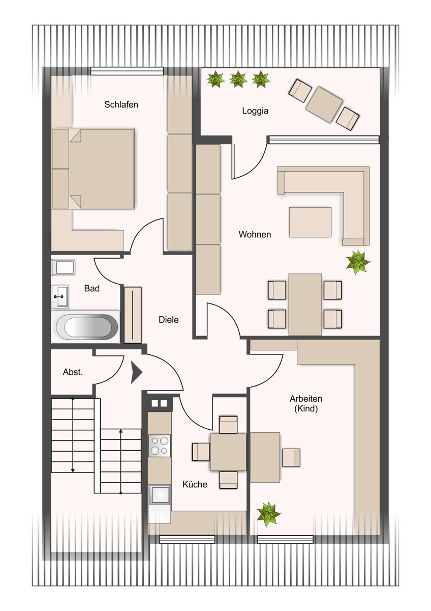 Grundriss Dachgeschosswohnung Bielefeld
