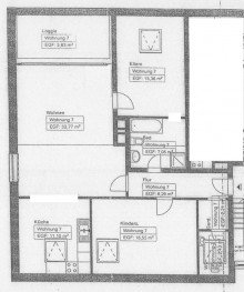 Grundriss Gro�z�gige Dachgeschosswohnung mit S�d-Loggia N�he Bielefelder Universit�t ( Wertherstr.)
