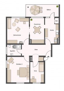 Grundriss Seltene Gelegenheit - Erdgeschosswohnung mit gro�z�gigem Gartenanteil N�he Ostpark!