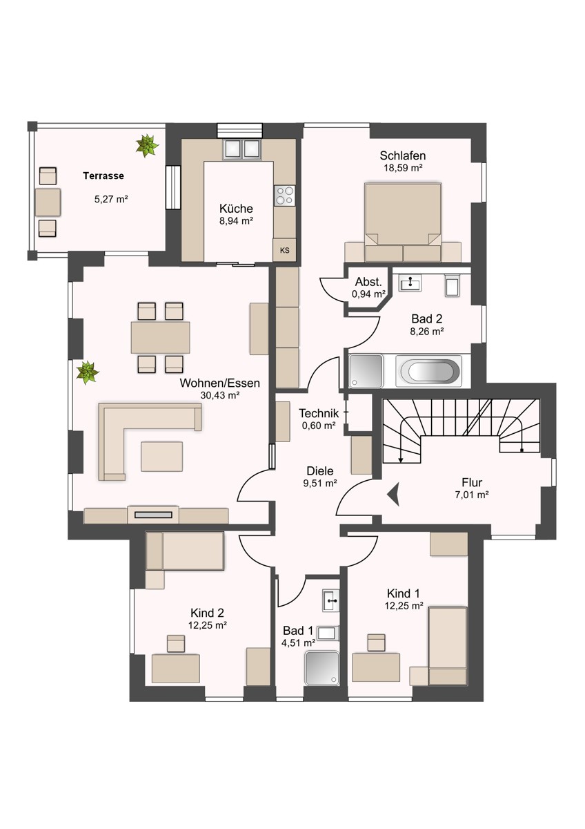 Grundriss EG Erdgeschosswohnung Bielefeld