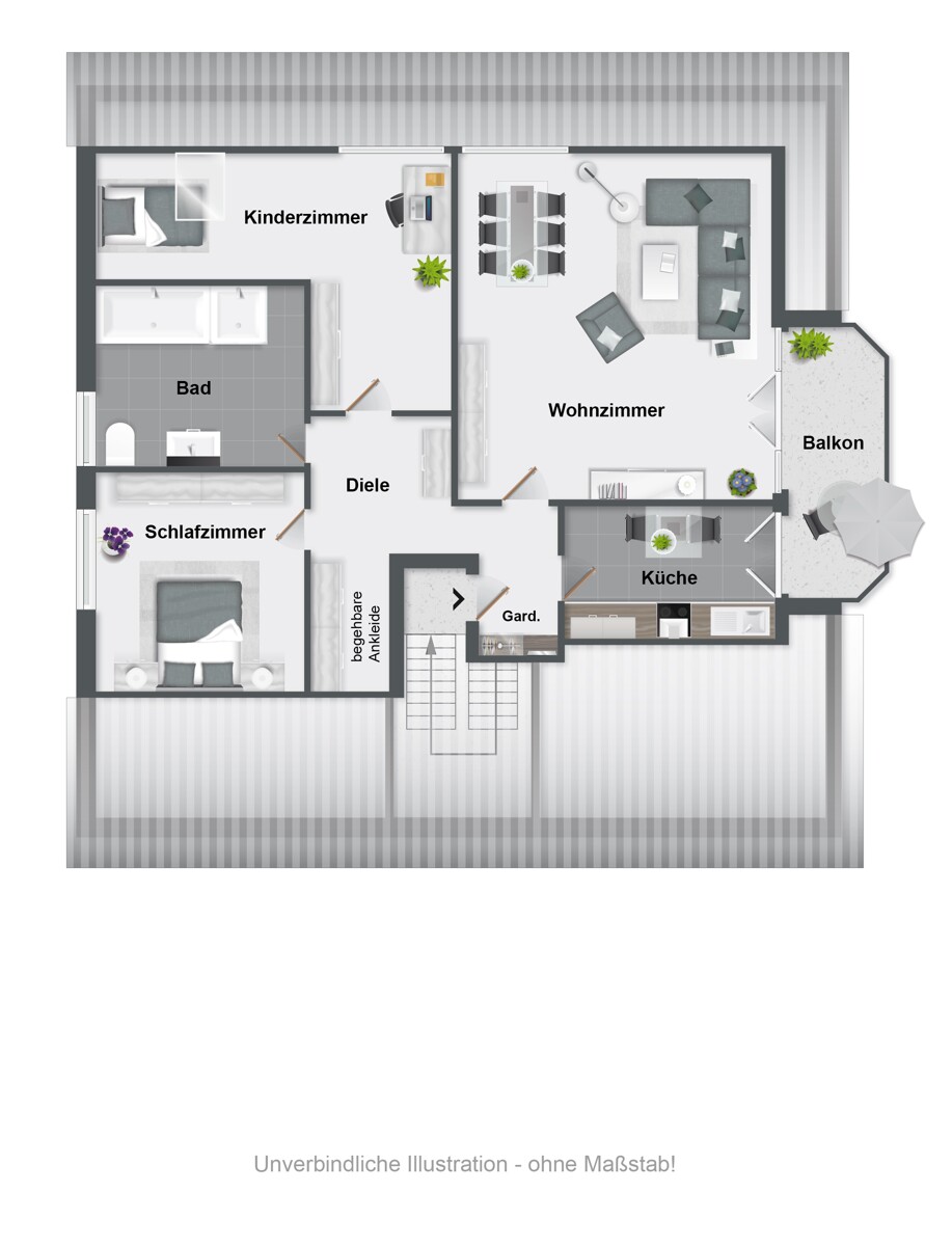 Grundriss aufbereitet Etagenwohnung G�tersloh-Friedrichsdorf