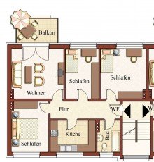 Grundriss Helle 4-Zimmerwohung mit Balkon N�he St�dtisches Krankenhaus