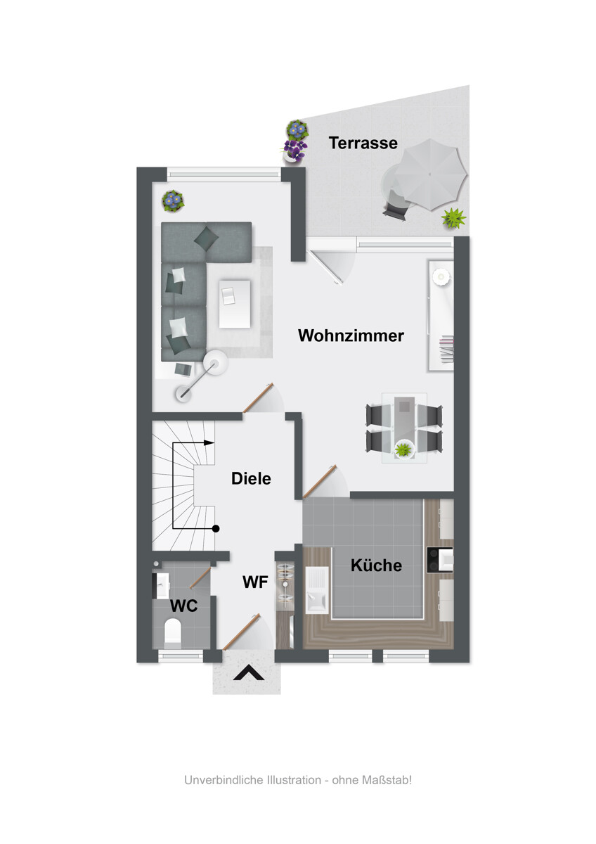 Grundriss EG Reihenhaus Bielefeld / Babenhausen