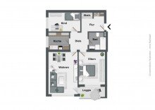 Grundriss Vollst�ndig renovierte 3 Zimmerwohnung mit Balkon N�he Lenkwerk - Bielefeld