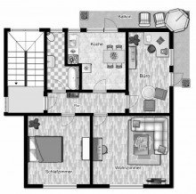 Grundriss Gepflegte Wohnung f�r 1-2 Personen - EBK Balkon - Garage  - in der Vogelsiedlung - Bielefeld - Ost