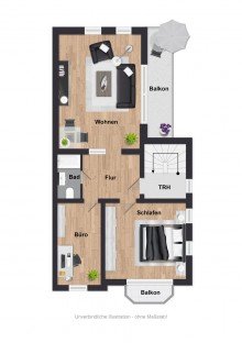 Grundriss OG Altstadtnah und am Lutterbach - besonderes City-Haus in Bielefeld