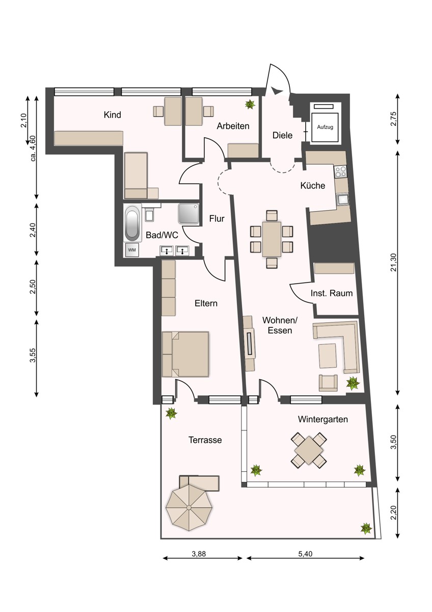 Grundriss Penthousewohnung Bielefeld