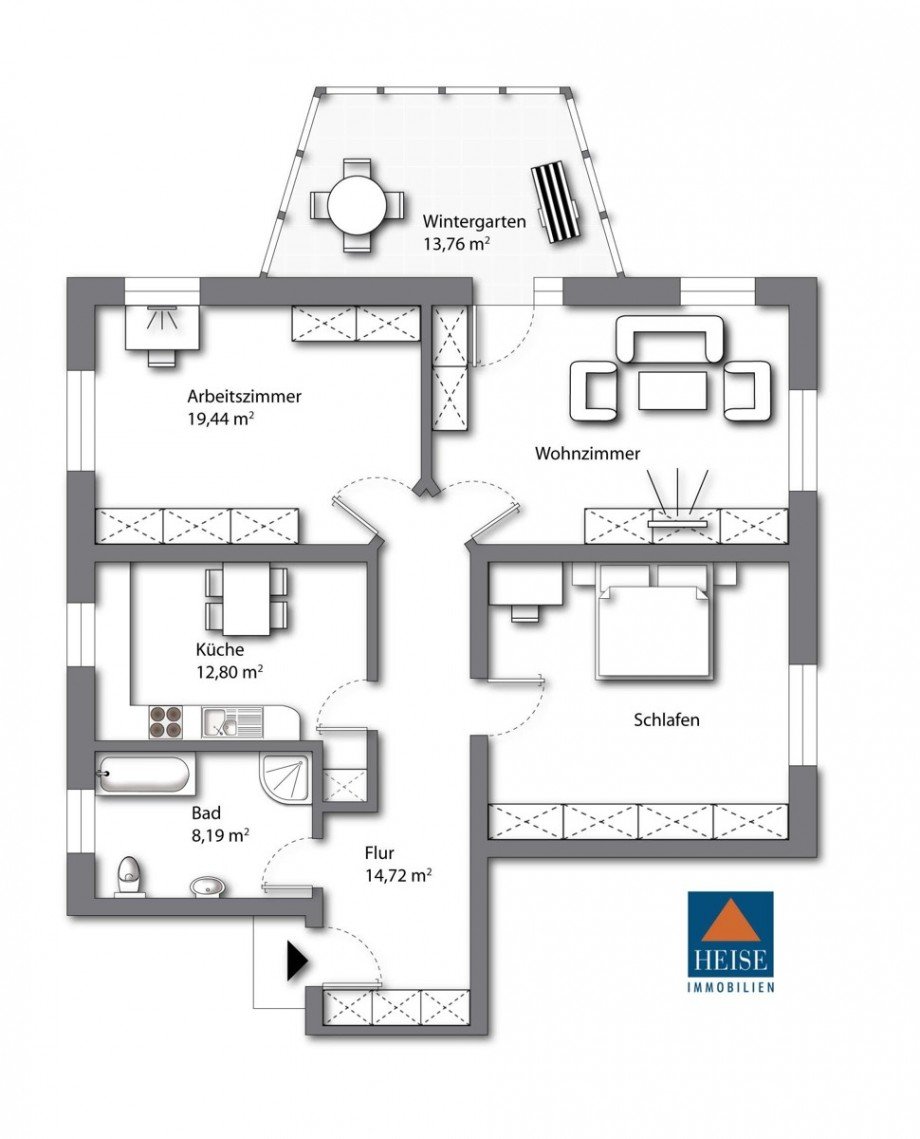 Grundriss 1 Erdgeschosswohnung Bielefeld
