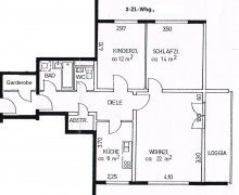 Grundriss Wohnung mit S�dbalkon im 2.OG mit optionaler EBK in Bielefeld - Gro�dornberg