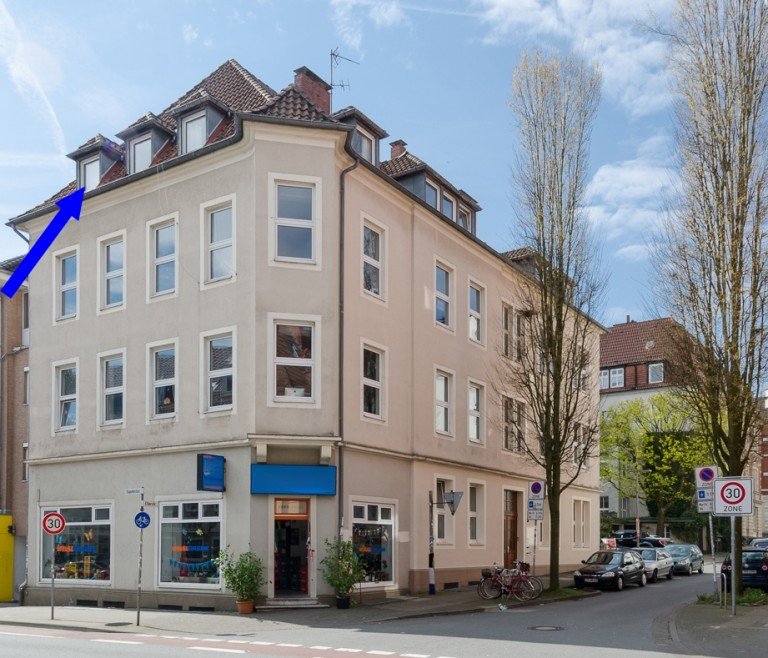 Aussenansicht Bielefeld Dachgeschosswohnung DG Appartement f�r eine Einzelperson im Bielefelder Westen