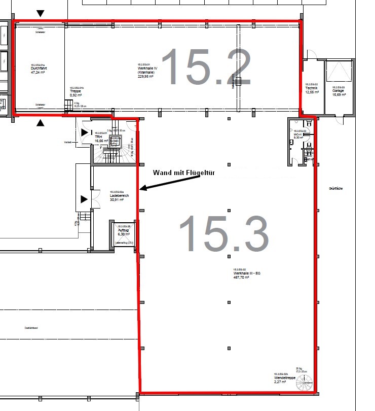 Grundriss EG Halle / Lager / Produktion Bielefeld