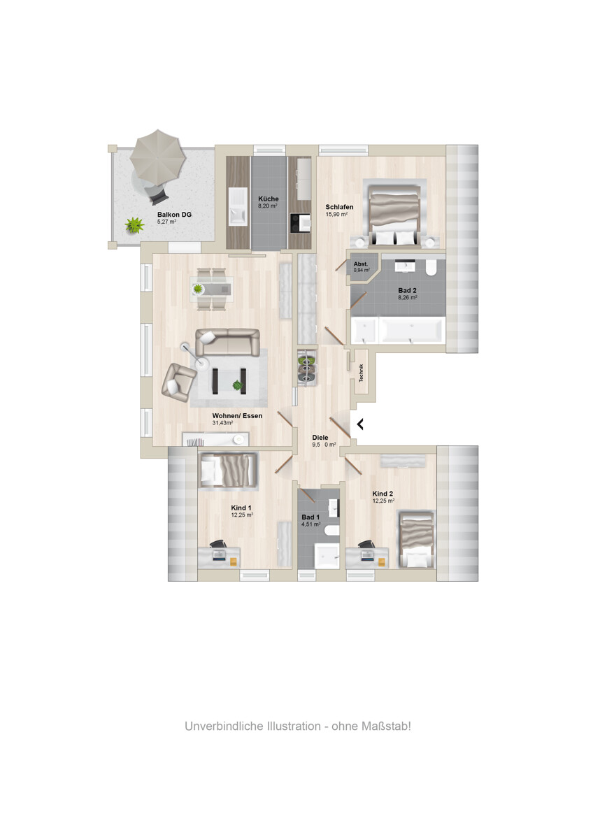 Grundriss Dachgeschosswohnung Bielefeld