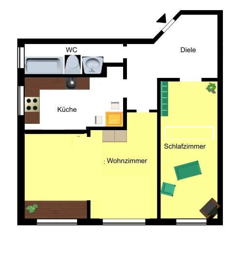 Grundriss 2 Zi. 70 qm Erdgeschosswohnung Bielefeld