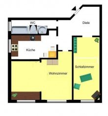 Grundriss 2 Zi. 70 qm Schicke 2- Zimmer-Altbauwohnung N�he St�dtisches Krankenhaus (Ehlentruper Weg)